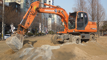 현장 유용토 배합(개량토) 및 포설